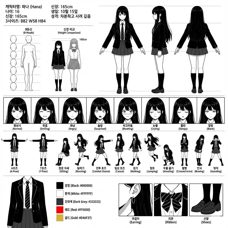 Nano Banana Pro로 캐릭터 시트 생성 결과