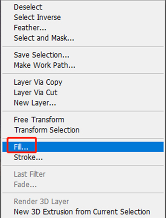 포토샵 내용인식 메뉴 선택하기