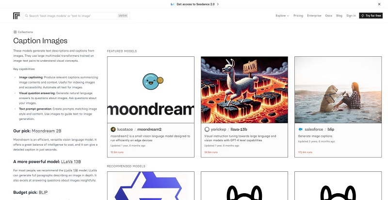 Replicate (BLIP / Img2Prompt)