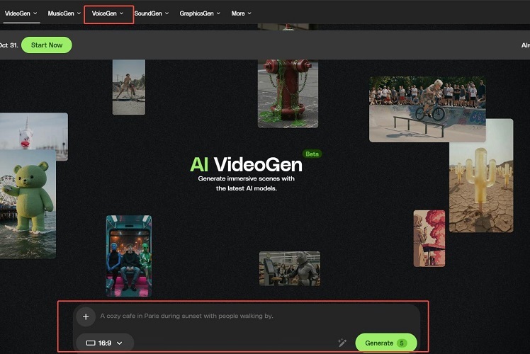 Envato AI Labs video generation interface