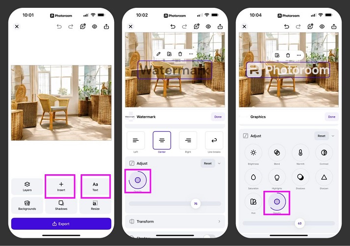 eZy Watermark 모바일 앱 워터마크 예시