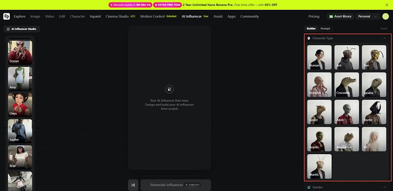 Higgsfield.ai AI Influencer Studio