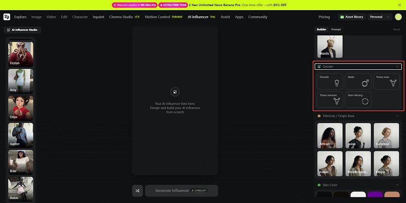 Higgsfield.ai AI Influencer Studio