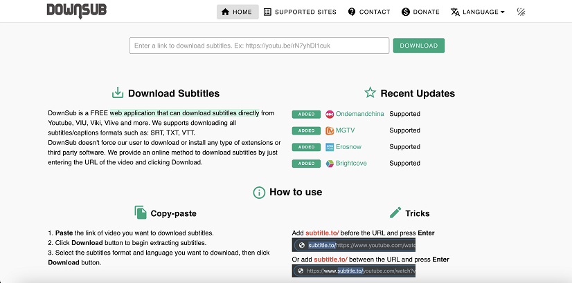유튜브 자막 추출 사이트 - Downsub