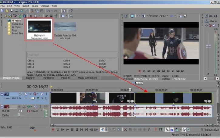 베가스 동영상 합치기